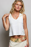 Sleeveless V neck star patch on side knit top