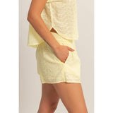 Eyelet Elastic Shorts With Pockets