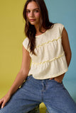 PT19606 Striped Tiered Seam Sleeveless Stripe Top
