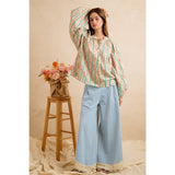 WIDE LEG CROCHET LACE WITH TULIP HEM JEANS