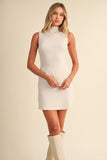 IST6664 HIGH NECKLINE ASYMMETRIC HEM SLEEVELESS SWEATERSET