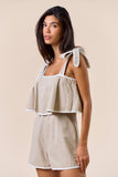 ILR4556 Contrast Hem Bow Tie Romper