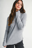 8414IN Thermal Knit Lettuce Edge Long Sleeve Top