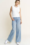 HQP0001-DENIM WIDE LEG JEANS-BROKEN