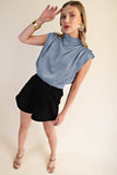 High Neck Back Zipper Top