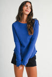 8414IN Thermal Knit Lettuce Edge Long Sleeve Top