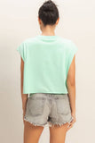 Crew Neck Boxy Sleeveless Cropped Top