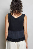 Sleeveless contrast thermal cropped babydoll top