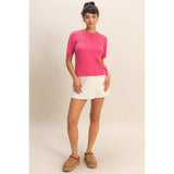 Ribbed Elastic Waist Mini Skort