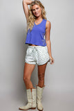 Sleeveless V neck star patch on side knit top