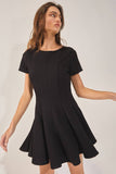 D4338 Seamed A-Line Flare Solid Mini Dress