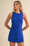 IR2451 LINEN SLEEVELESS MINI DRESS WITH BUILT IN SHORTS