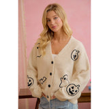HALLOWEEN GHOST PUMPKIN BUTTON CARDIGAN