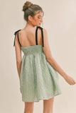 ID6302 BOW STRAP SQUARE NECK BABYDOLL MINI DRESS