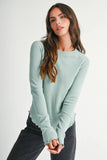 8414IN Thermal Knit Lettuce Edge Long Sleeve Top