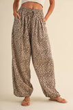 IP1494-A LEOPARD GAUZE RELAXED FIT BALLOON PANTS