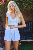 P5574-1 | Contrast Detail Striped Seersucker Short