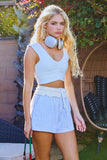 P5574-1 | Contrast Detail Striped Seersucker Short