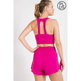 PLUS SIZE BUTTER FABRIC TRACK SHORTS