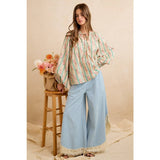 WIDE LEG CROCHET LACE WITH TULIP HEM JEANS