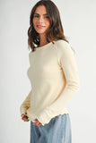 8414IN Thermal Knit Lettuce Edge Long Sleeve Top