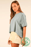 NT12068-ECO Oversized Crop Comfy Knit Top