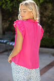 36882 Tassle Front Self Tie Ruffle Detail Top