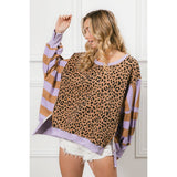 LEOPARD AND STRIPE MIXED TOP