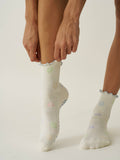 Smiley Face Ruffle Grip Sock, Pilates Socks