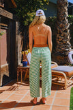 Stripe Print Drawstring Barrel Silhouette Pants