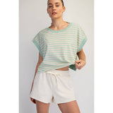 STRIPED FRENCH TERRY OPEN BACK TOP