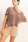 Oversized V-Neck Short Sleeve Top
