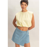 Bubble Hem Cotton Eyelet Sleeveless Top