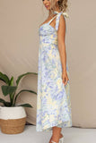 Pastel Floral Sweetheart Midi Dress