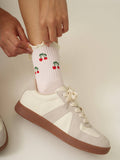 Cherry Ruffle Grip Sock [Baby Pink], Pilates Socks