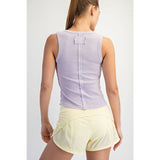 MINERAL WASHED COTTON RIB SLEEVELESS TANK