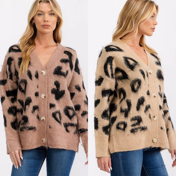 Fuzzy Leopard Cardigan