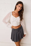 Romantic Sheer Sleeve Top With Sweetheart Neckline