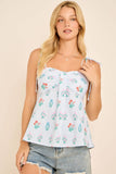 Floral Stripe Ruched Cami Top