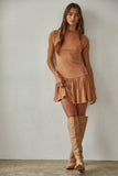 Knit Polyester Rayon Spandex Mock Neck Mini Dress