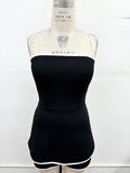 Chic Contrast Trim Strapless Romper