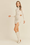 IST5189 MINI RIB KNIT SKIRT WITH SIDE SLIT AND MOCK TOP