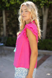 36882 Tassle Front Self Tie Ruffle Detail Top