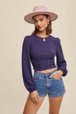 Floral Back Tie Ribbed Crop Top