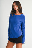 8414IN Thermal Knit Lettuce Edge Long Sleeve Top