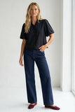 Ruffle Detail Bubble Sleeve Top