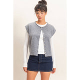 Rolled Edge Button Front Sweater Vest