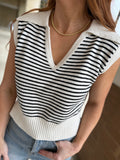 Jessie Collared Striped Sleeveless