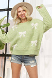 LESW4039- BOW PRINT KNIT SWEATER