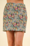 NS50105-Floral Jacquard Fabric Holiday Mini Skirt